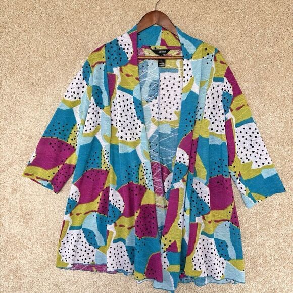 Ali‎ Miles Scarf Front Cardigan Women's Large Lagen Look Multi Color Knit Top - Picture 1 of 10